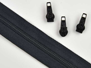 endlos Rei�verschluss Meterware 5 mm + 3 Schieber, schwarz