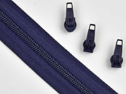 endlos Rei�verschluss Meterware 5 mm + 3 Schieber, navy