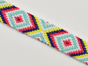 Jacquard Webband Ethnomuster Rauten 20 mm, gelb dunkelblau rot wei� t�rkis