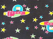 Baumwolle Astronauten & Raketen, schwarz