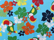 RESTST�CK 115 cm Baumwollstoff Kakadoo & Blumen, hellt�rkis