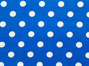 Baumwollstoff Punkte 0,7 cm breit, wei� royalblau