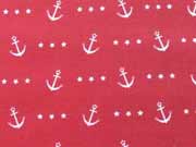 Baumwollstoff Anker Seaside Anchor Star Hilco, wei� rot