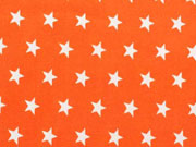 Baumwollstoff Sterne 1 cm weiss auf orange