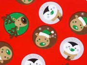 Baumwollstoff Rentiere Pinguine B�ren weihnachtlich, rot