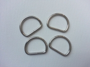 4 D-Ring Metall silberfarben, 20 mm