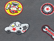 Jerseystoff Autos & Plaketten, grau
