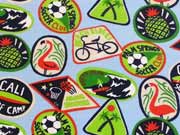 Jerseystoff Flamingos Ananas Buttons, bunt hellblau