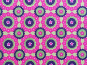 RESTST�CK 142 cm Jerseystoff R�dchen & Blumen, pink hellgr�n