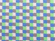 Jersey Quadrate, blau gr�n grau