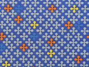 RESTST�CK 98 cm Jerseystoff Kreuzblume, orange royalblau