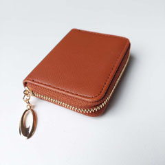 Portemonnaie kleine Geldb�rse Lederimitat gepr�gte Optik Ziparound - cognac gold