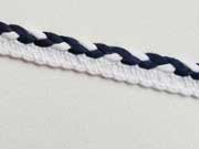 Paspelband geflochtener Zopf, 10 mm, navy/wei�