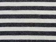 RESTST�CK 40 cm French Terry Sweatstoff Streifen 2cm, anthrazit cremewei�